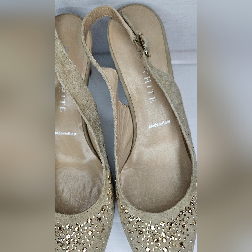 Ron White "Vivian Crystal" Fawn Amber Slingback – Size 36.5, New, Without Box - Picture 6 of 12